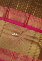 Dual Shade Mustard brown - Korvai silk cotton rich pallu with vaira oosi body - Best for Festive wear