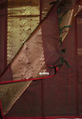 Coffee Brown - Korvai silk cotton Checks With annam Buttas - Best for Wedding Functions