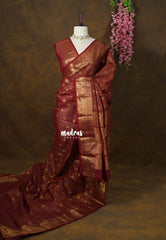 Brick Red - Korvai Silk Cotton Muthukattam Rich Pallu and Yaanai, Mayil Border with Mayil Buttas - Best for Wedding Functions