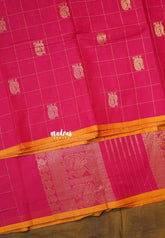 Queen's Pink - Korvai silk cotton Checks With annam Buttas - Perfect for Wedding Functions