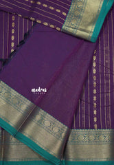 Jamun purple - Korvai silk cotton rich pallu With vaira oosi body