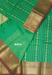Dark Pretty Parrot Green - Korvai silk cotton rich pallu With vaira oosi body
