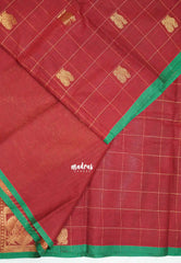 Korvai silk cotton Checks With annam Buttas - Maroon