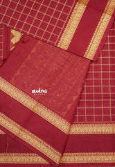 Maroon - Korvai silk cotton thread weaving rettapet border rich pallu With kattam body