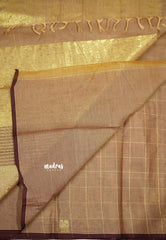 Korvai silk cotton Checks With annam Buttas Biscuit color - Madras Sarees