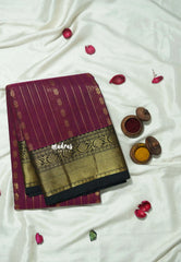 Beetroot Pink - Korvai silk cotton rich pallu With vaira oosi body - Best for Festive wear