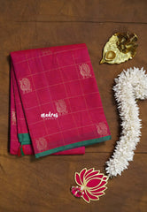 Queen's Pink - Korvai silk cotton Checks With annam Buttas - Best for Wedding Functions