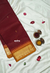 Majestic Maroon - Korvai silk cotton saree with Rudraksham Border - Best for Festive Wear