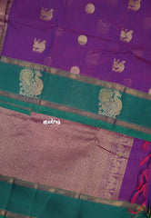 Magenta Purple - Korvai silk cotton saree with Rettapetta Border - Best for Festive Wear