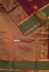 Dualshade Maroon - Korvai silk cotton saree with Rettapetta Border - Best for functions