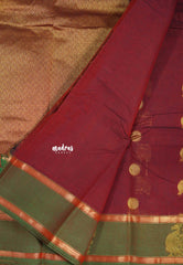 Dualshade Maroon - Korvai silk cotton saree with Rettapetta Border - Best for functions