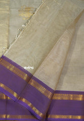Pastel Chocolate Brown - Korvai silk cotton saree with Rettapetta Rudraksham Border - Best for Festive Wear