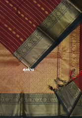 Majestic Maroon - Korvai silk cotton rich pallu With vaira oosi body