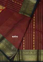 Majestic Maroon - Korvai silk cotton rich pallu With vaira oosi body