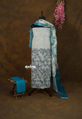 Amitha – Pastel Beige kota cotton with Floral Prints and Zari Border Dupatta Salwar Suit
