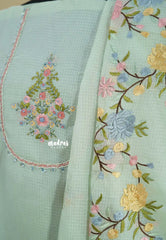 Amitha – Pastel Sea Green Kota silk salwar set with Floral Embroidery work Dupatta