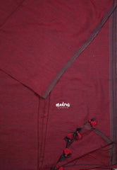 Majestic Maroon - Kotravai - Plain khadi with kalamkari cotton blouse combo -Perfect for Regular Wear | Teachers | Professors Friendly