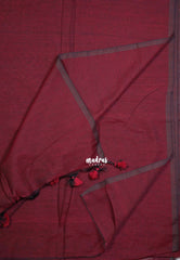 Majestic Maroon - Kotravai - Plain khadi with kalamkari cotton blouse combo -Perfect for Regular Wear | Teachers | Professors Friendly