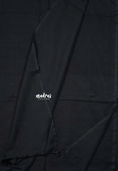 Jet Black - Kotravai - Plain khadi with kalamkari cotton blouse combo - Perfect for Regular Wear | Teachers | Professors Friendly