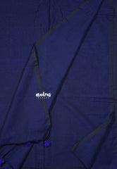 Midnight Blue - Kotravai - Plain khadi with kalamkari cotton blouse combo - Perfect for Regular Wear | Teachers | Professors Friendly
