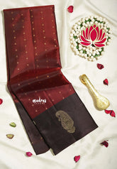 Araku Maroon - Kumudavalli - Pure Kanchivaram Wedding Bridal Silk Saree Thousand Buttas and Contrast Pallu and Border - Perfect for Wedding Functions