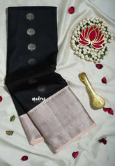 Jet Black - Kumudavalli - Pure Kanchivaram Wedding Bridal Silk Saree Multi Rudraksham Border with Buttas - Perfect for Wedding Functions