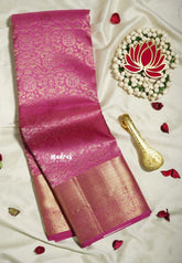 Pink with Gold - Kumudavalli - Pure Kanchivaram Wedding Bridal Silk Saree Full Zari Weaving Body with Traditional Border - Perfect for Wedding Functions / Gifting