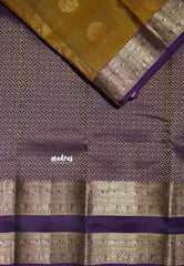 Antique Mustard Yellow - Kumudavalli - Pure Kanchivaram Wedding Bridal Silk Saree Elephant and Peacock Rettapet Border - Perfect for Wedding Functions