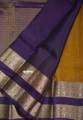 Antique Mustard Yellow - Kumudavalli - Pure Kanchivaram Wedding Bridal Silk Saree Elephant and Peacock Rettapet Border - Perfect for Wedding Functions