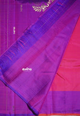 Queen's Pink - Kumudavalli - Pure Kanchivaram Wedding Bridal Silk Saree Temple Border with Temple Buttas - Perfect for Wedding Functions