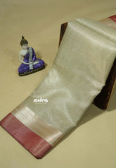 Dual shade Taupe with Red - Kushboo -  Banarasi Tissue silk saree with getti border