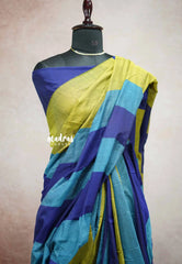 Blue & Olive Tone - Leela - Breezy Summer series – Soft Khadi Saree
