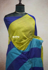 Blue & Olive Tone - Leela - Breezy Summer series – Soft Khadi Saree