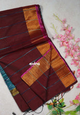 Majestic Maroon D3 - Leela Soft Khadi with Ikkat Pallu - Perfect for Regular Wear | Office Wear | Casual Wear