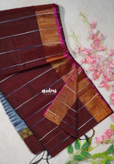 Majestic Maroon D2 - Leela Soft Khadi with Ikkat Pallu - Perfect for Regular Wear | Office Wear | Casual Wear