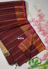 Majestic Maroon D1 - Leela Soft Khadi with Ikkat Pallu - Perfect for Regular Wear | Office Wear | Casual Wear