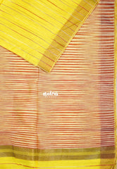 Lemon Yellow D1 - Leela Soft Khadi with Ikkat Pallu - Perfect for Regular Wear | Office Wear | Casual Wear