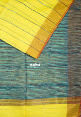 Lemon Yellow D4 - Leela Soft Khadi with Ikkat Pallu - Perfect for Regular Wear | Office Wear | Casual Wear