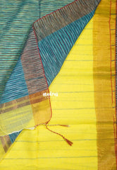 Lemon Yellow D4 - Leela Soft Khadi with Ikkat Pallu - Perfect for Regular Wear | Office Wear | Casual Wear