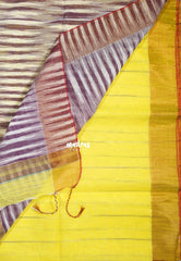 Lemon Yellow D3 - Leela Soft Khadi with Ikkat Pallu - Perfect for Regular Wear | Office Wear | Casual Wear