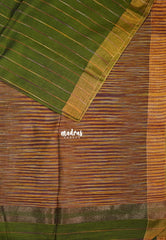 Olive Green - Leela Soft Khadi with Ikkat Pallu - Perfect for Regular Wear | Office Wear | Casual Wear