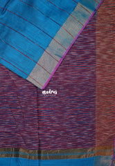 Soap Blue D3 - Leela Soft Khadi with Ikkat Pallu - Perfect for Regular Wear | Office Wear | Casual Wear