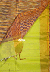 Yellowish Green D3 - Leela Soft Khadi with Ikkat Pallu - Perfect for Regular Wear | Office Wear | Casual Wear