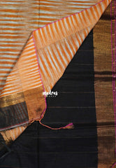 Jet Black D1- Leela Soft Khadi with Ikkat Pallu - Perfect for Regular Wear | Office Wear | Casual Wear
