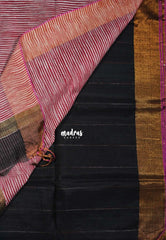 Jet Black D3 - Leela Soft Khadi with Ikkat Pallu - Perfect for Regular Wear | Office Wear | Casual Wear