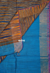 Dark Blue D1 - Leela Soft Khadi with Ikkat Pallu - Perfect for Regular Wear | Office Wear | Casual Wear