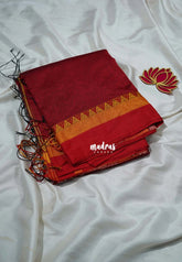 Reddish Maroon - Leela Premium Khadi Cotton with Skirt Border - Perfect for Office Wear
