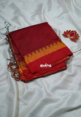 Reddish Maroon - Leela Premium Khadi Cotton with Skirt Border - Perfect for Office Wear