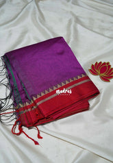 Magenta Purple - Leela Premium Khadi Cotton with Thread Weaving Border - Perfect for Office Wear