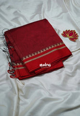 Majestic Maroon - Leela Premium Khadi Cotton with Thread Weaving Border - Perfect for Office Wear